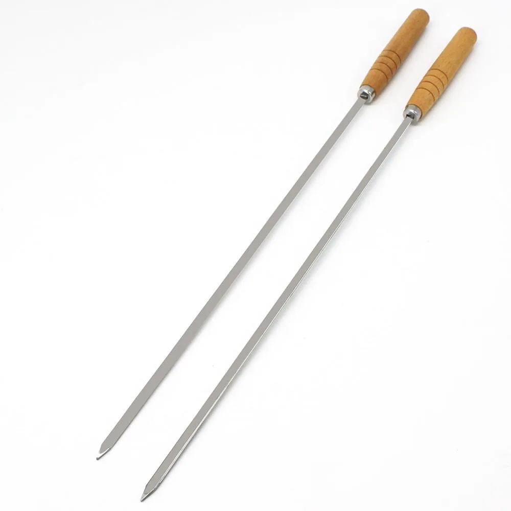 Espeto de Churrasco 16" Lâmina Chata Cabo de Madeira Aço Inoxidável imagem 2