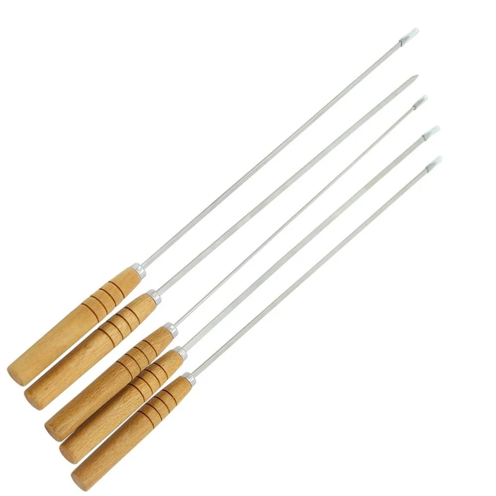 Espeto de Churrasco 16" Lâmina Chata Cabo de Madeira Aço Inoxidável imagem 3