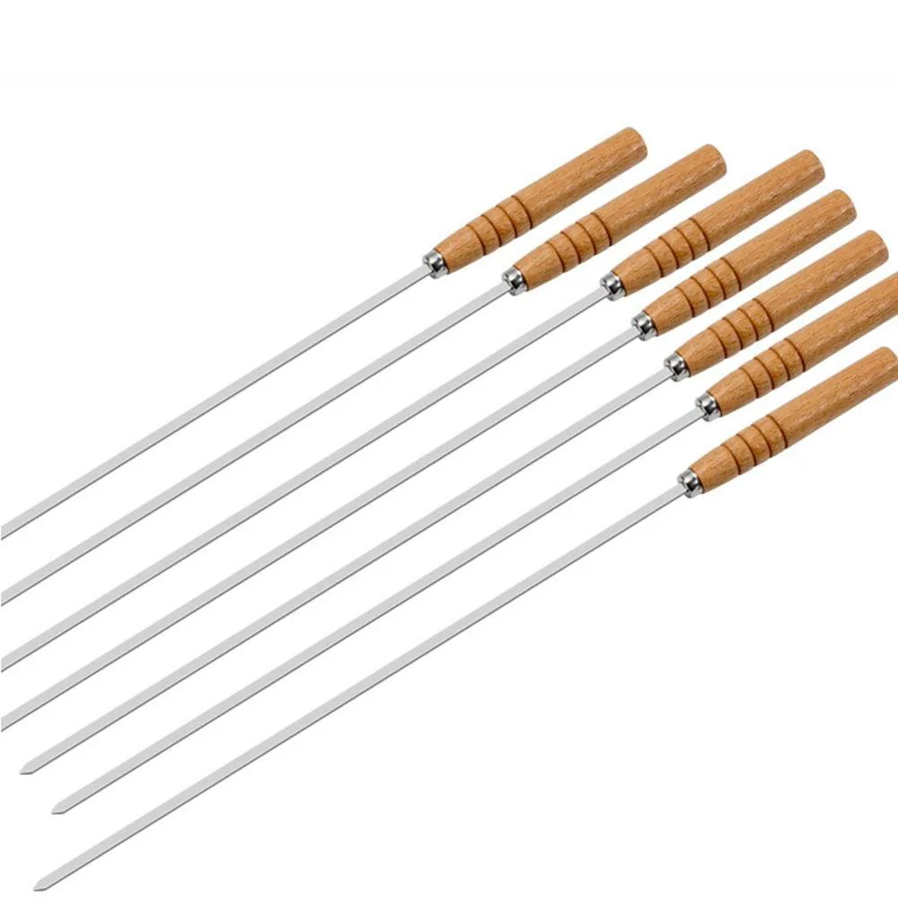 Espeto de Churrasco 16" Lâmina Chata Cabo de Madeira Aço Inoxidável imagem 4