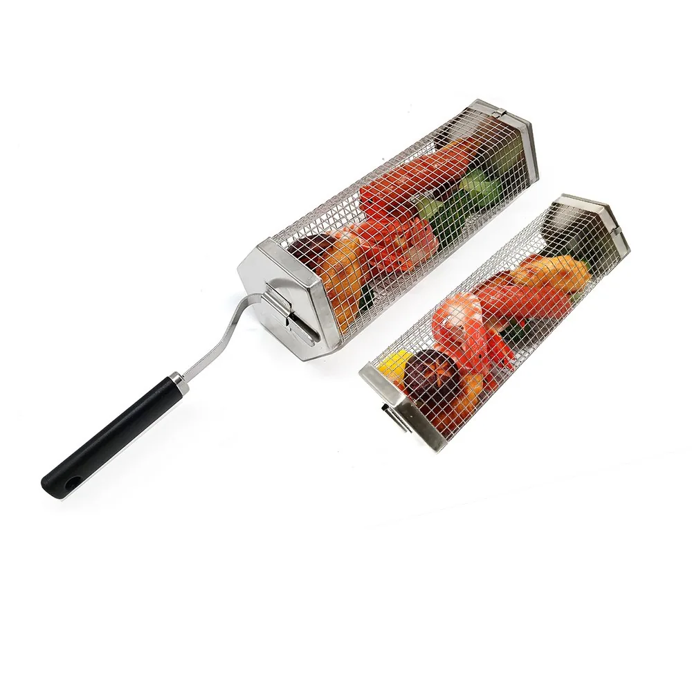 2 Pack Hexagonal Rolling Grilling Baskets, Stainless Steel BBQ Tumble Basket wholesale product image 1