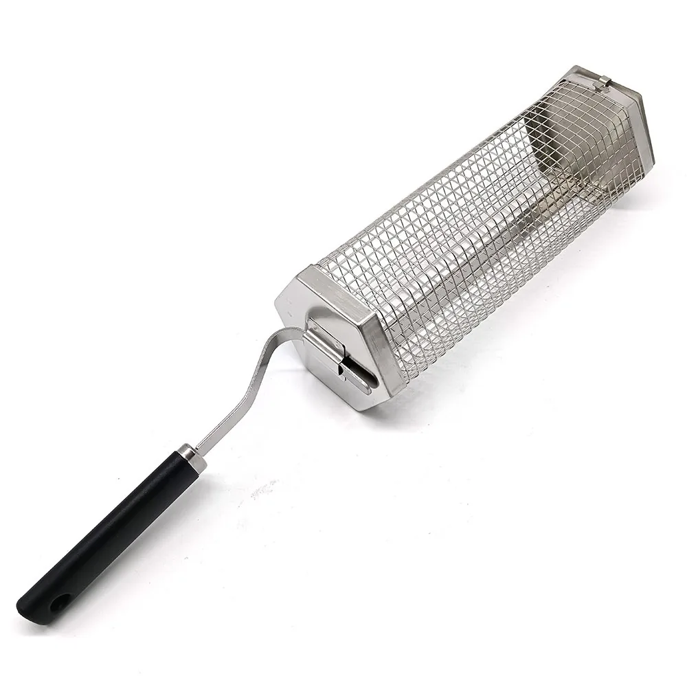 ตะกร้าหมุนย่างรูปหกเหลี่ยม 2 ชิ้น สแตนเลส สำหรับปิ้งย่าง BBQ ขายส่ง รูปที่ 4