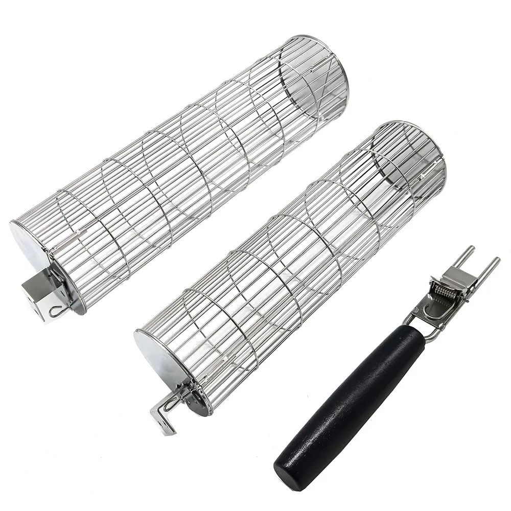 2 Pack Nesting BBQ Rotating Baskets with Detachable Handle product image 1