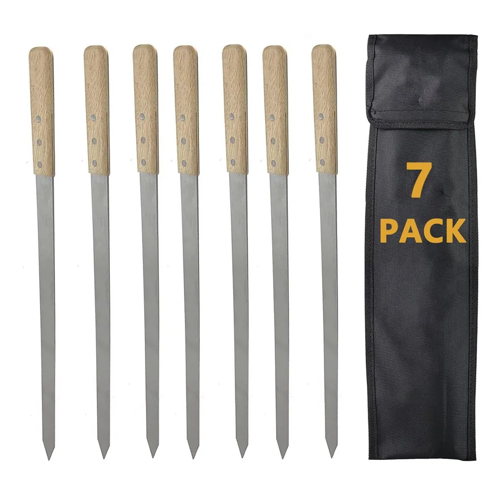 23.62" Long Flat Stainless Steel BBQ Skewer for Outdoor Grilling | Set of 7 with Bag wholesale product image 1