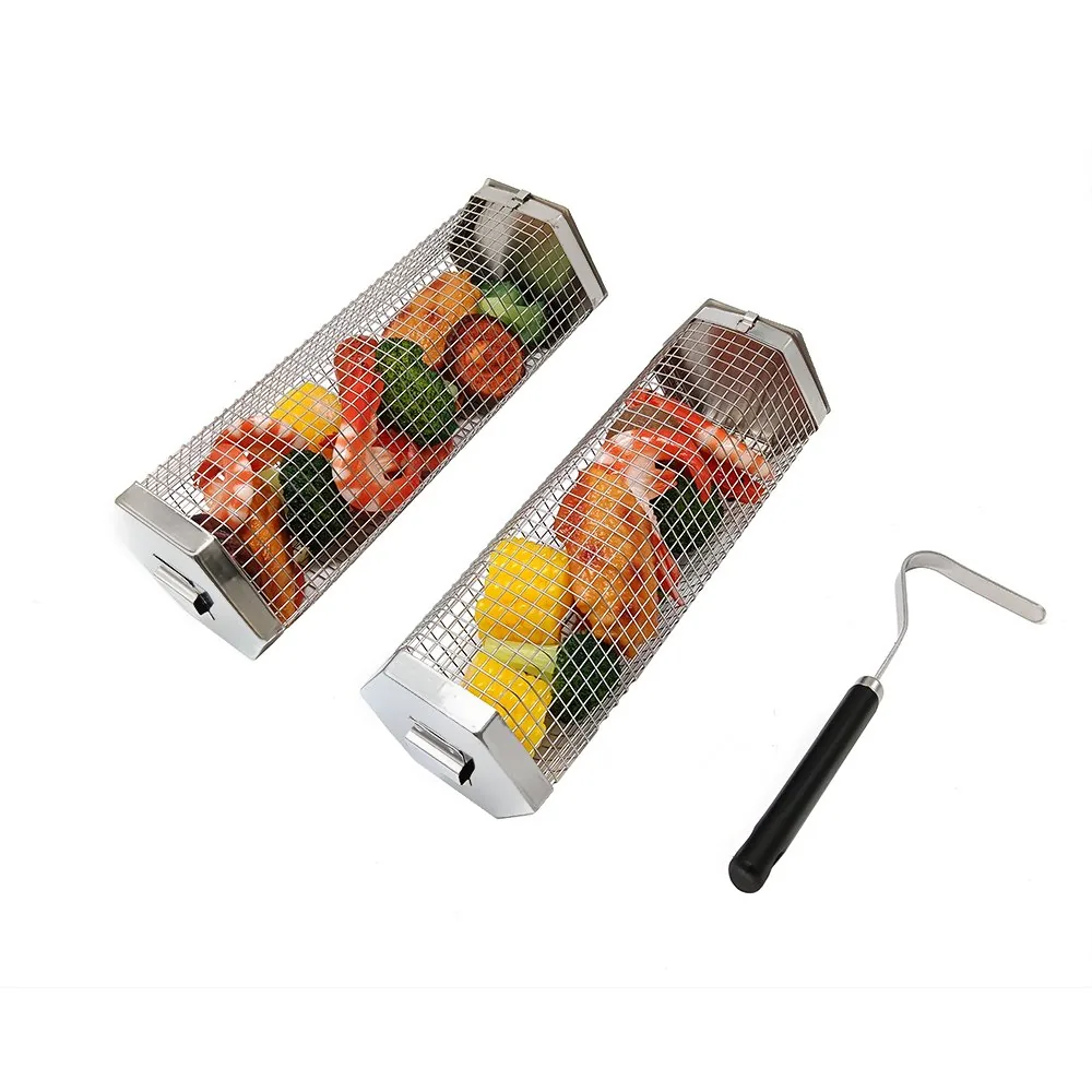 2pcs Hexagonal Rotating Grill Baskets with Removable PP Handle product image 1