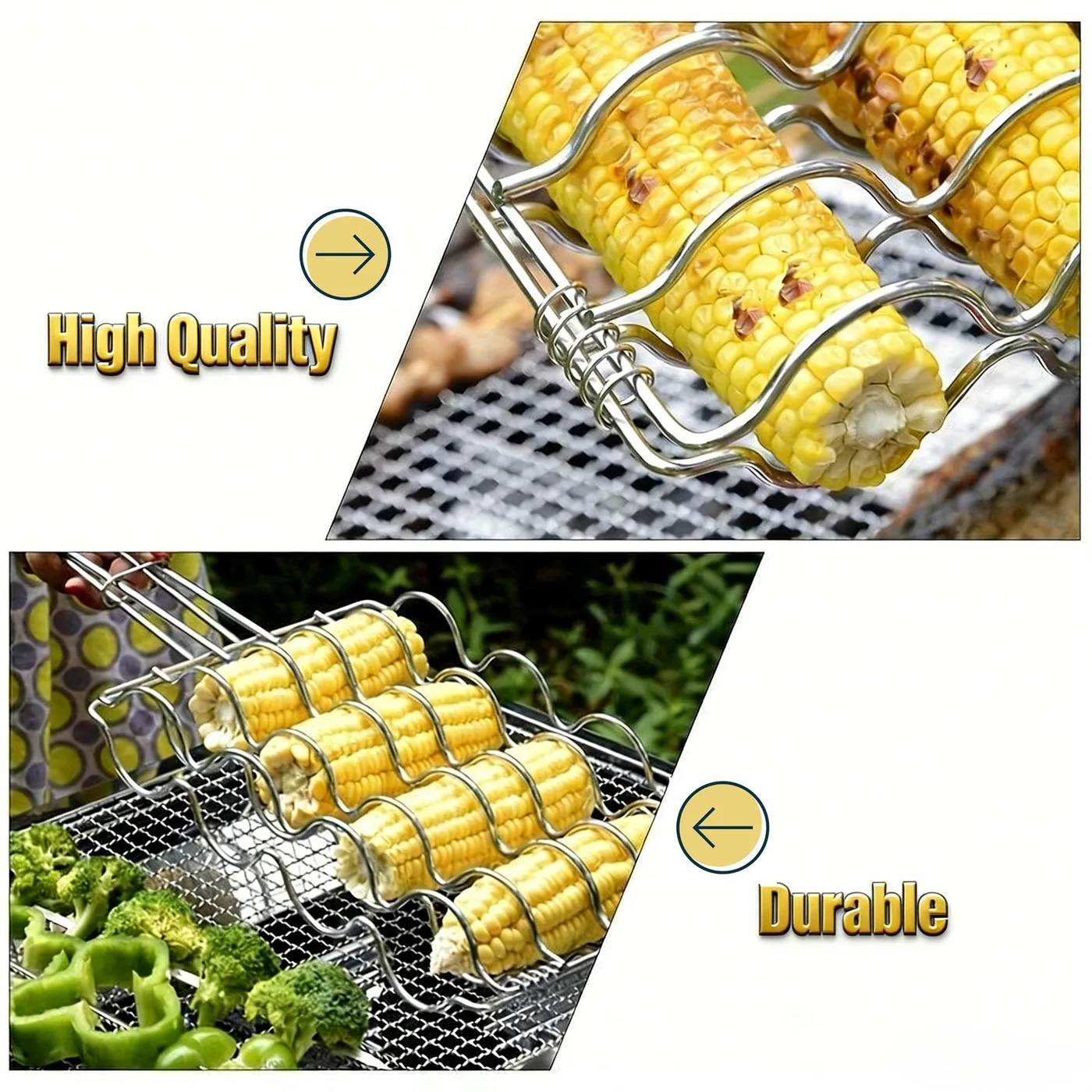 4-Corn Holder Basket for Grills | Bulk Corn Roaster Basket with Wooden Handle wholesale product image 5