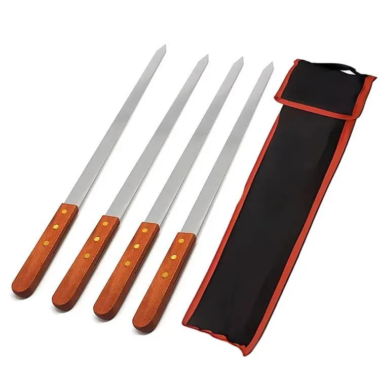 4 Pack Kebab Skewers Flat with Storage Bag | Stainless Steel wholesale product image 1