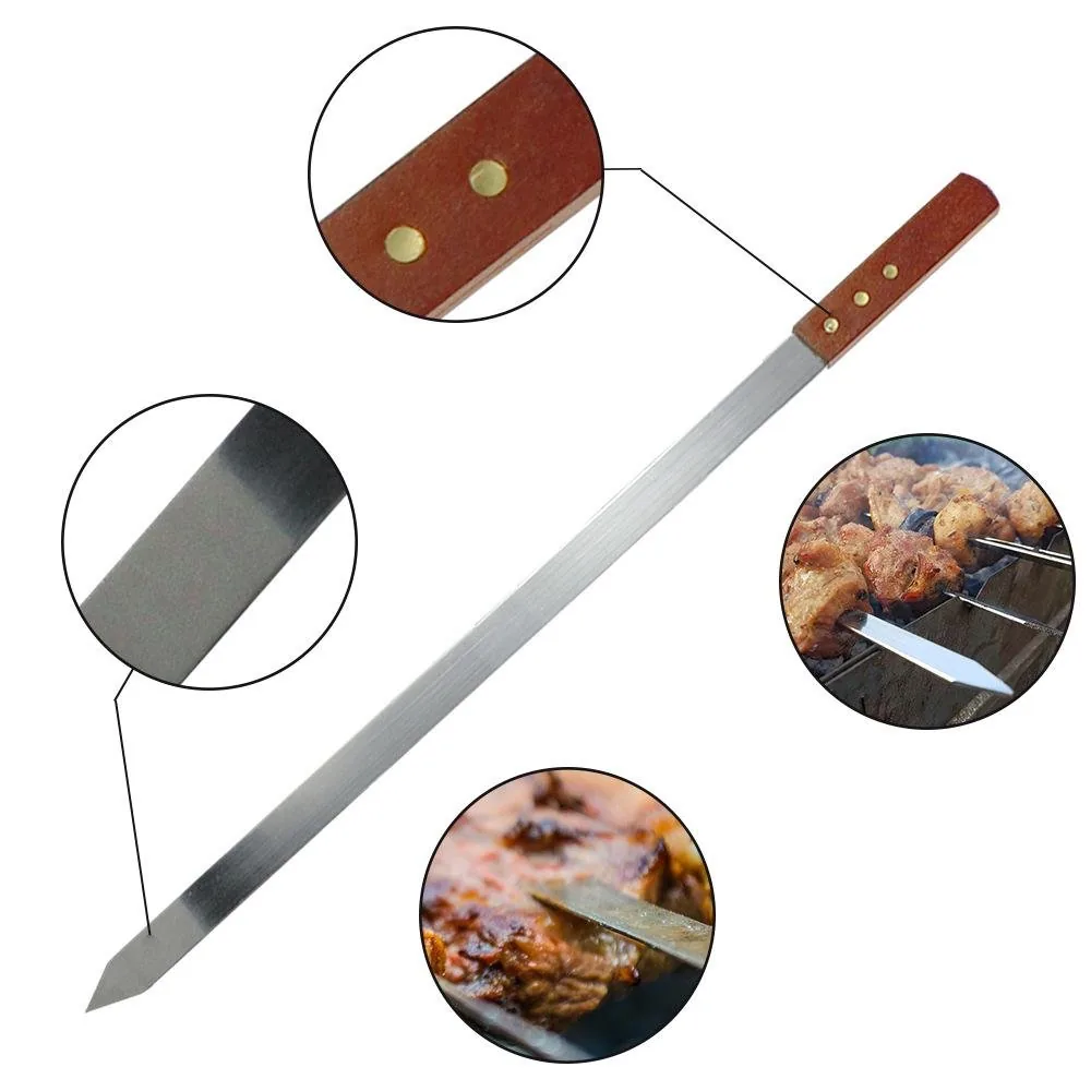 4 Pack Kebab Skewers Flat with Storage Bag | Stainless Steel wholesale product image 3