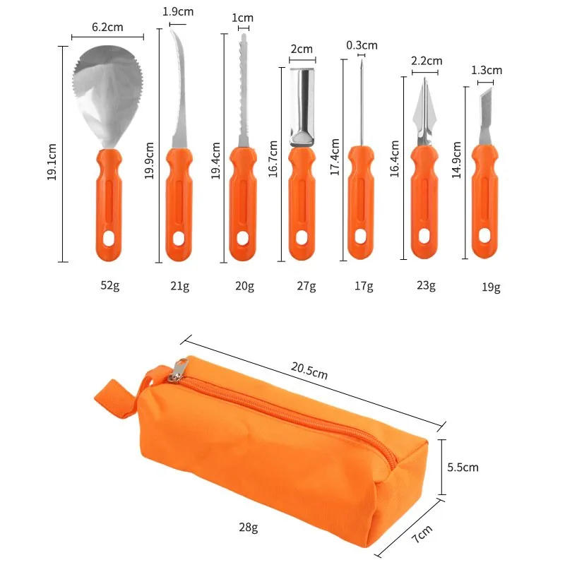 Kit de Escultura de Abóbora Halloween 7 Peças com Bolsa imagem 2