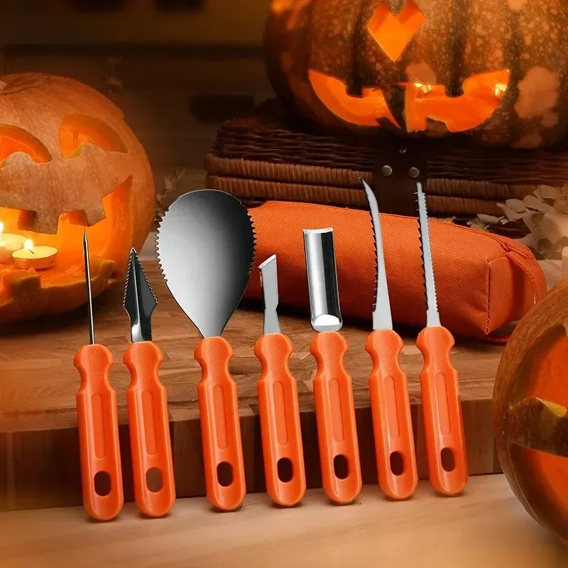 Kit de Escultura de Abóbora Halloween 7 Peças com Bolsa imagem 3