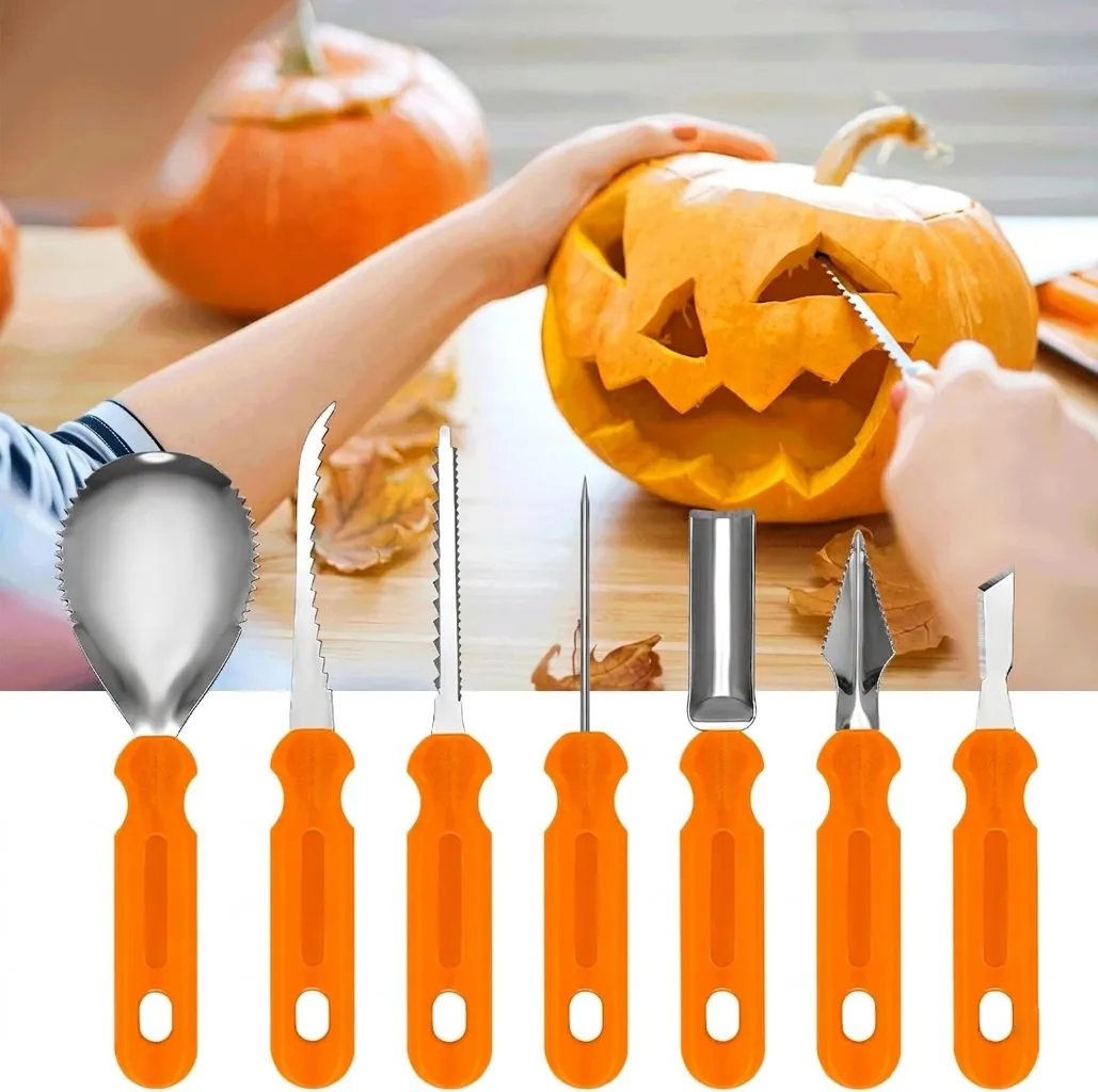 Kit de Escultura de Abóbora Halloween 7 Peças com Bolsa imagem 5