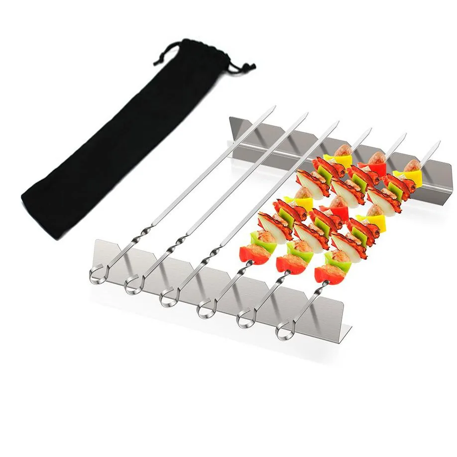 8 Pack Barbecue Skewers with Holder wholesale product image 1