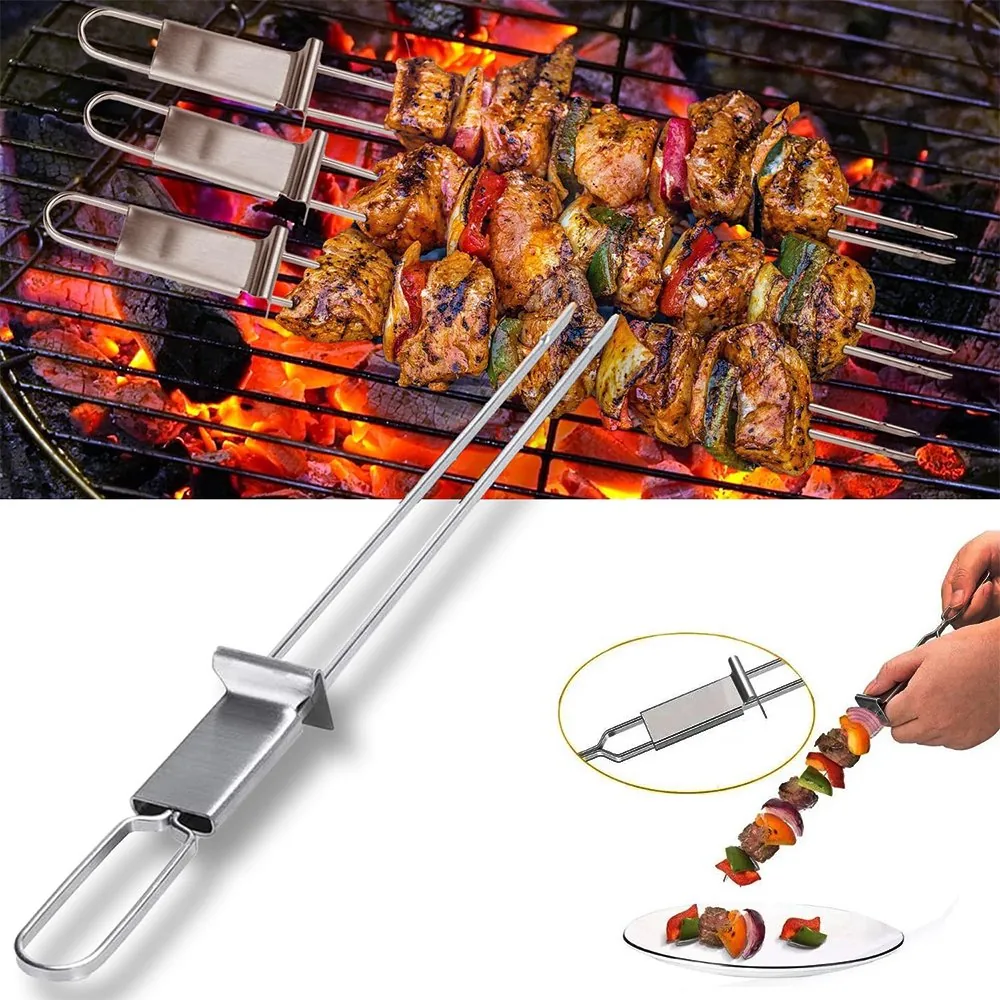 BBQ Skewer with Push Bar - Stainless Steel Grilling Fork wholesale product image 5