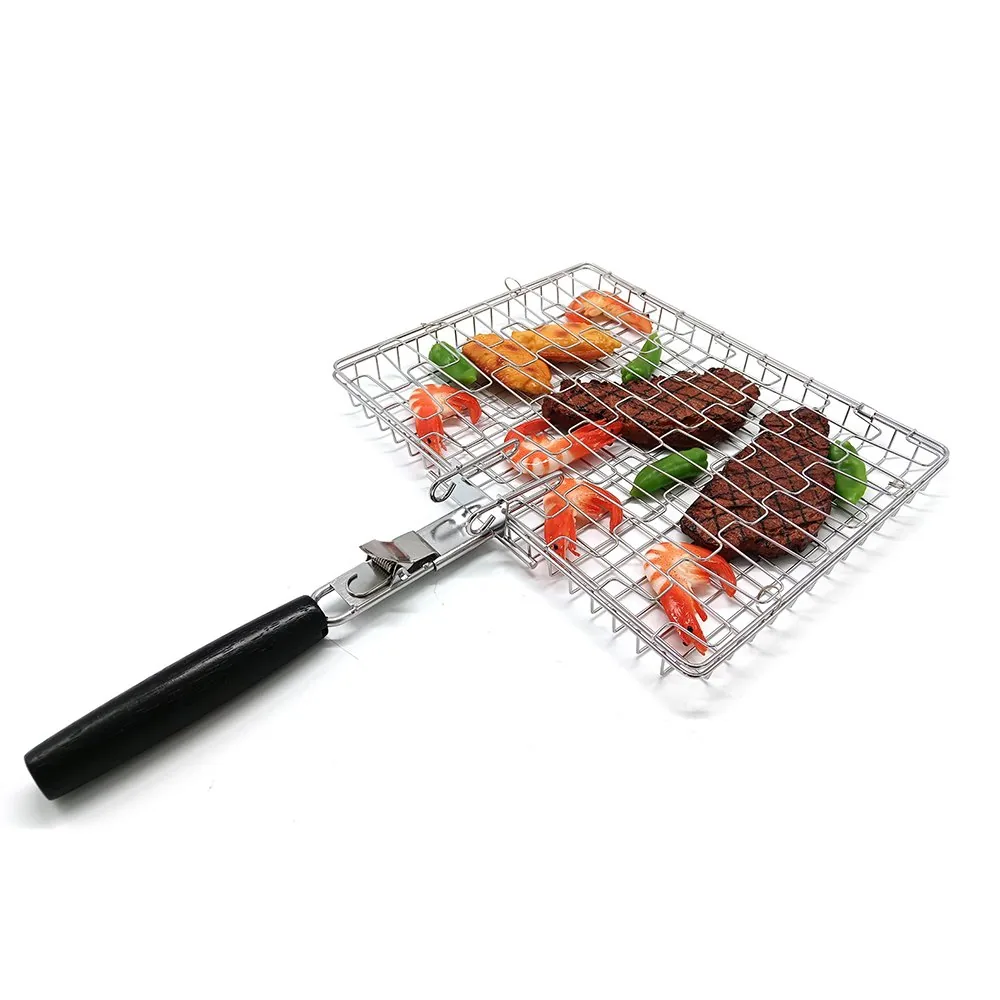 BBQ Steak Grilling Basket with Ergonomic Wooden Handle wholesale product image 1