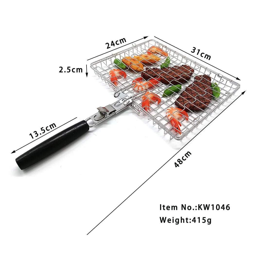BBQ Steak Grilling Basket with Ergonomic Wooden Handle wholesale product image 3