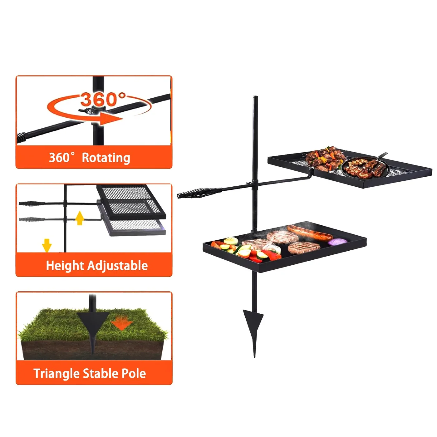 Campfire Grill Stand with Grill Grate and Griddle Plate - product image 5