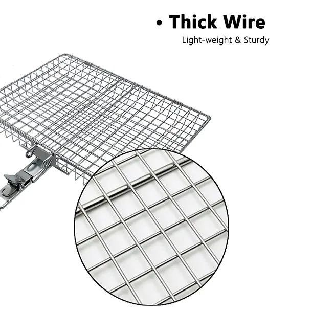 Custom BBQ Grill Basket with Detachable Handle, Stainless Steel - wholesale product image 5