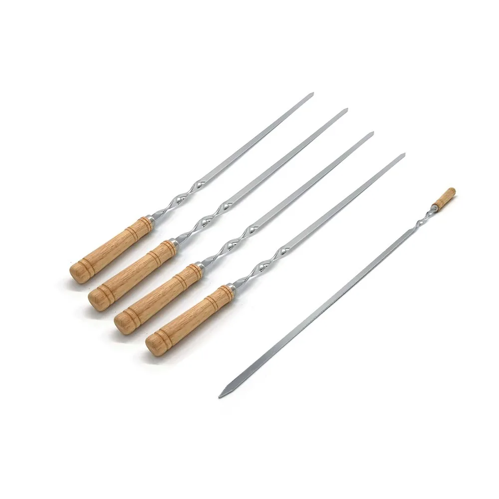Flat Metal Skewer | Wooden Handle Grilling Sticks wholesale product image 1