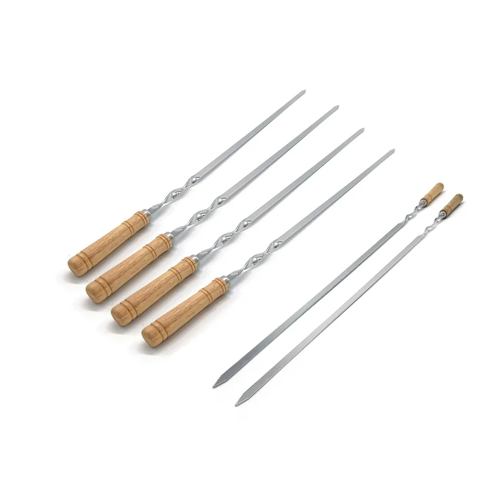 Flat Metal Skewer | Wooden Handle Grilling Sticks wholesale product image 2