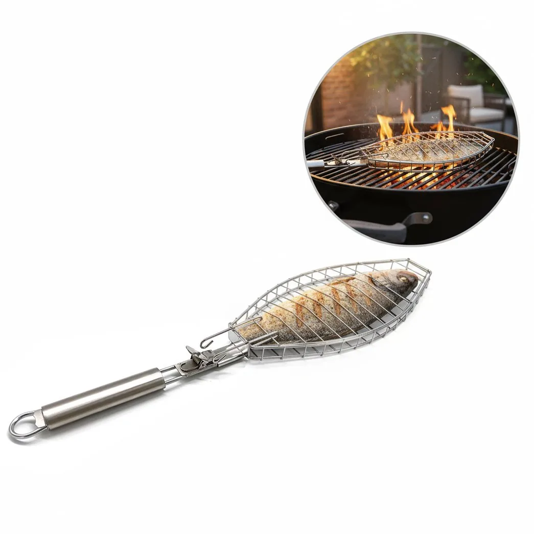 Grill Basket for Fish | Stainless Steel | Foldable & Detachable Handle wholesale product image 1