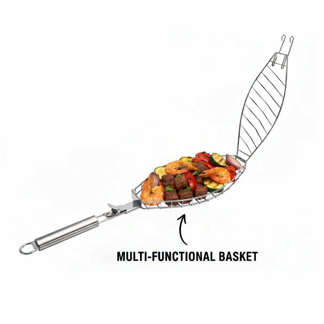 Grill Basket for Fish | Stainless Steel | Foldable & Detachable Handle wholesale product image 2