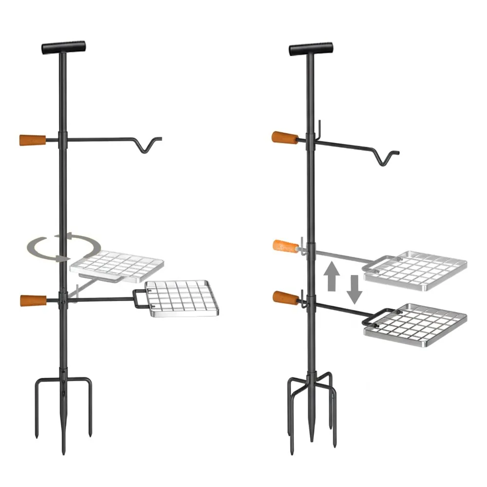 Heavy-Duty Campfire Grill Stand with Adjustable Grate & Pot Hanger - product image 2