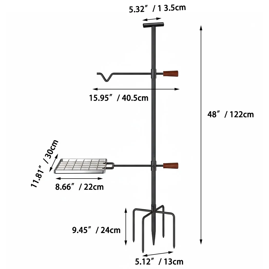 Heavy-Duty Campfire Grill Stand with Adjustable Grate & Pot Hanger - product image 3