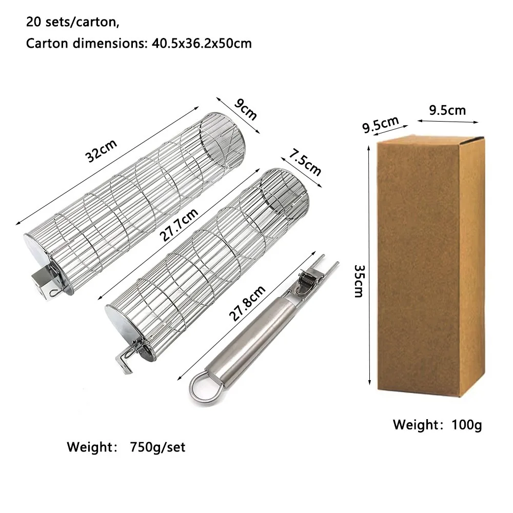 Robuste ineinander stapelbare BBQ-Rollgrillkörbe – 2er-Pack Großhandel Produktbild 3