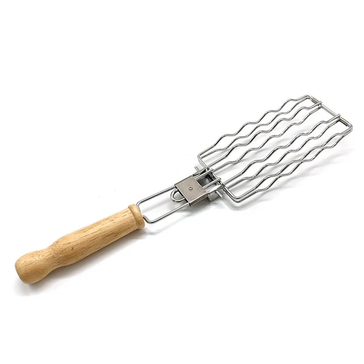 Hot Dog Sausage Roasting Basket | Barbecue Basket with Wooden Detachable Handle wholesale product image 1