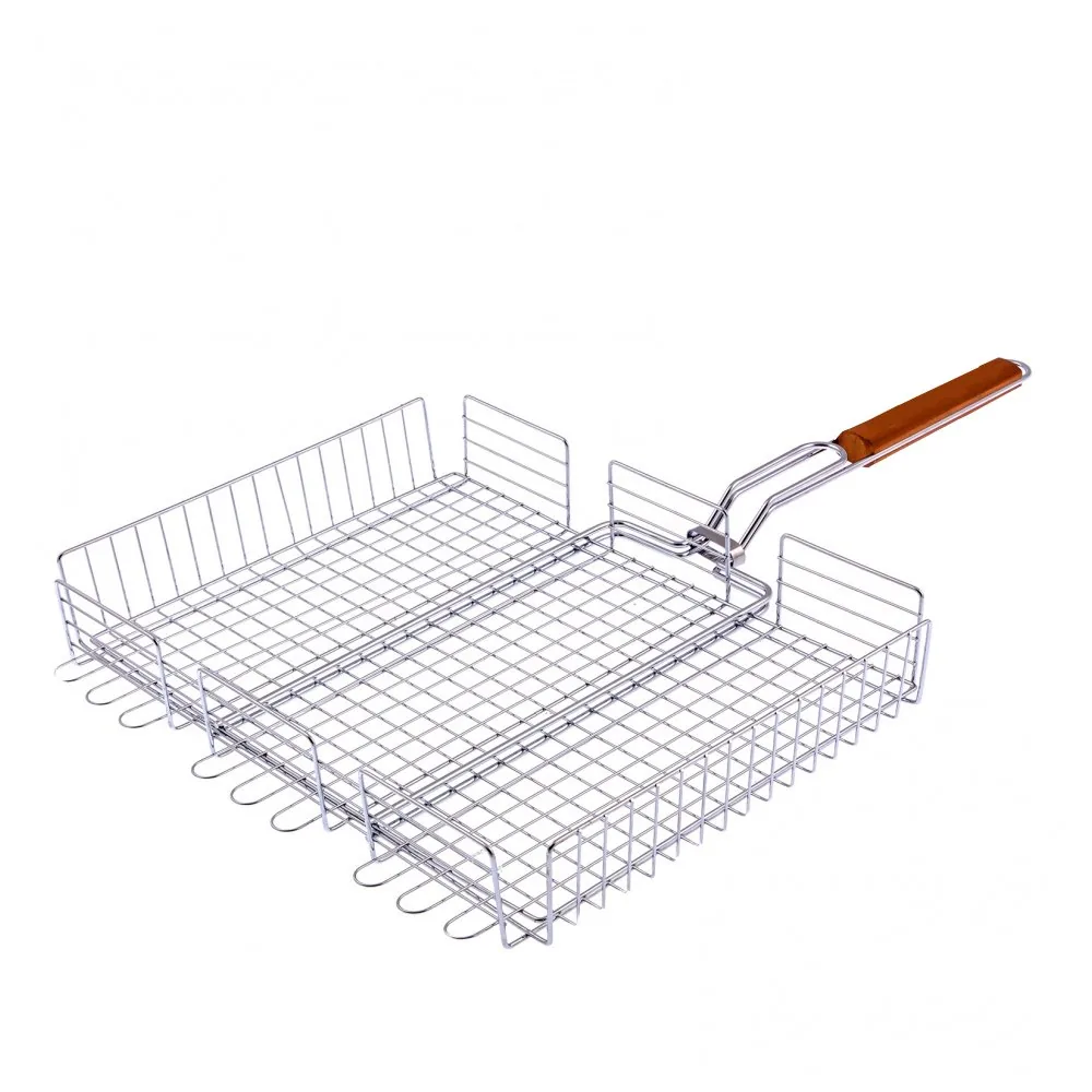 Large Capacity BBQ Grill Basket, Chrome Grilling Rack for Fish, Vegetable & Meat wholesale product image 1