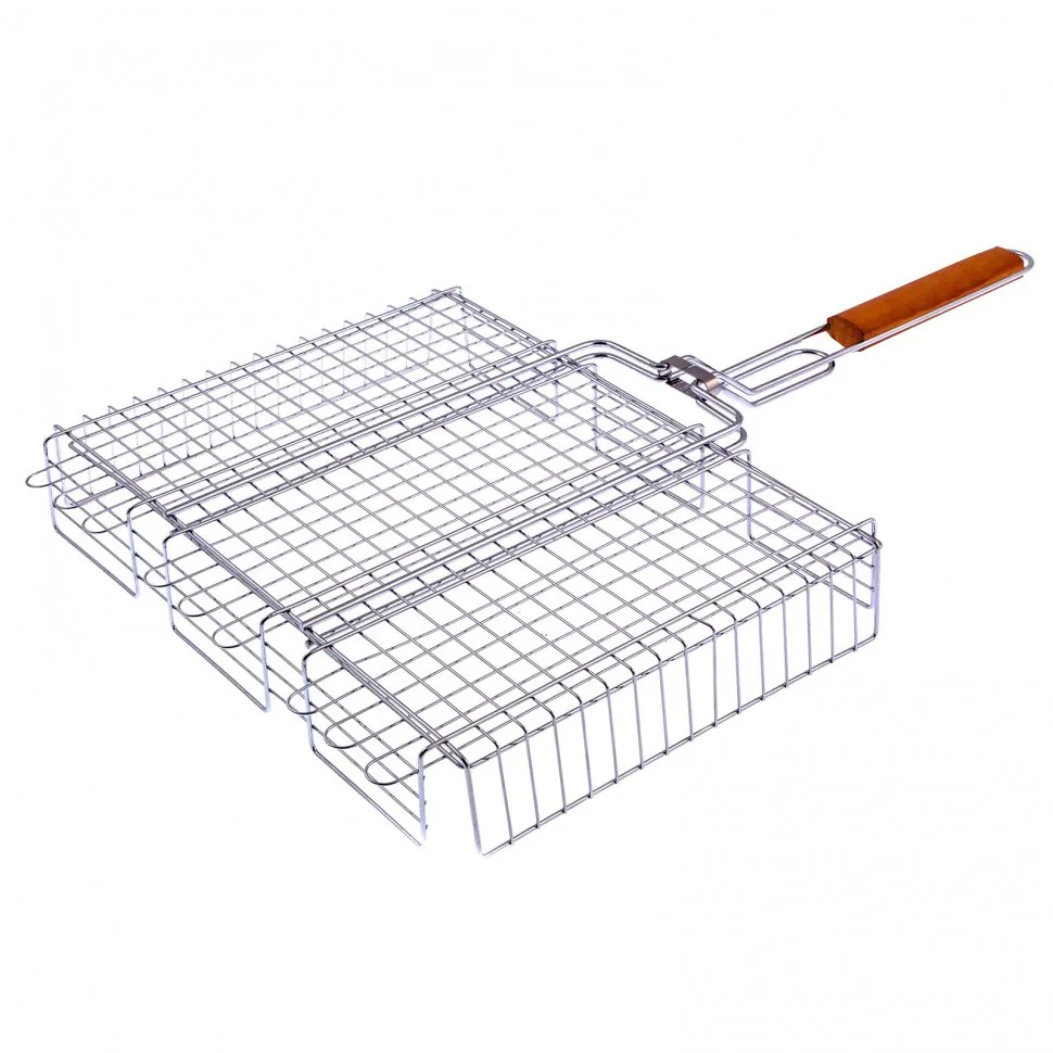 Large Capacity BBQ Grill Basket, Chrome Grilling Rack for Fish, Vegetable & Meat wholesale product image 2