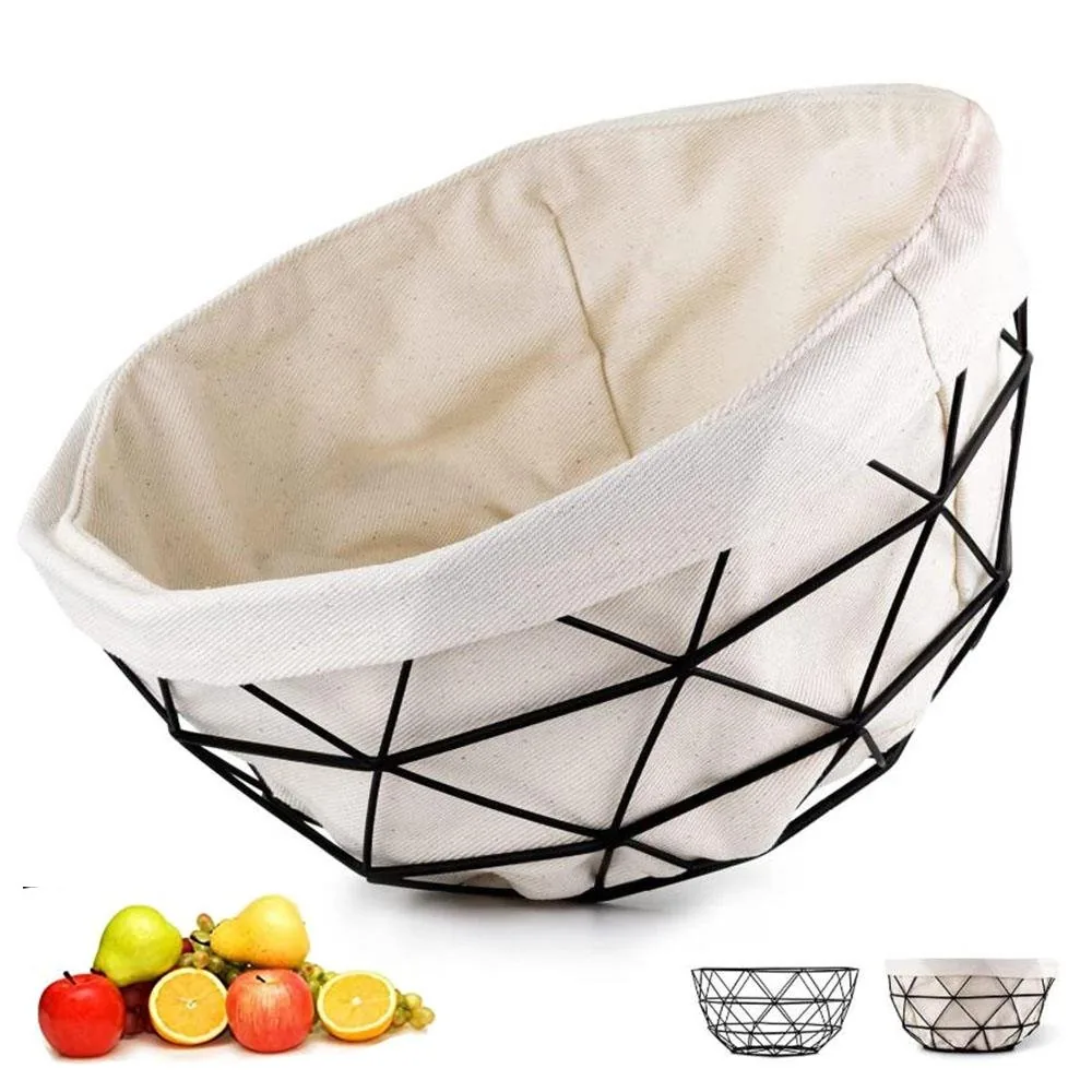 Metal Wire Fruit Basket with Cotton Bag - product image 1