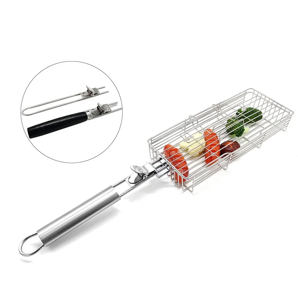 Barbecue Grill Basket with Foldable Handle for Outdoor Grills wholesale product image 1
