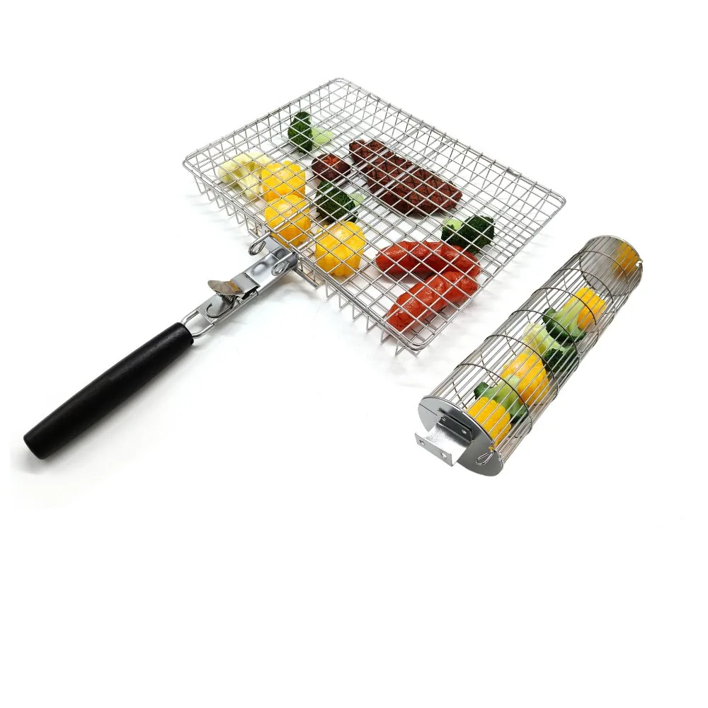 BBQグリルセット ステンレス製グリルバスケット 木製取り外し可能ハンドル付き 卸商品画像3
