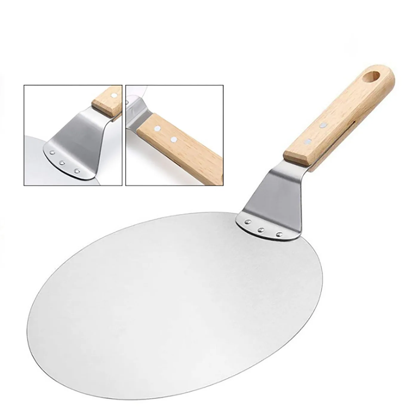 Round Metal Pizza Peel | Wood Grip Handle wholesale product image 2