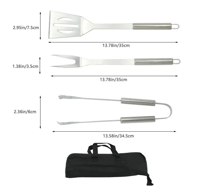 Stainless Steel BBQ Tools Set 3 Pcs with Carrying Bag wholesale product image 2