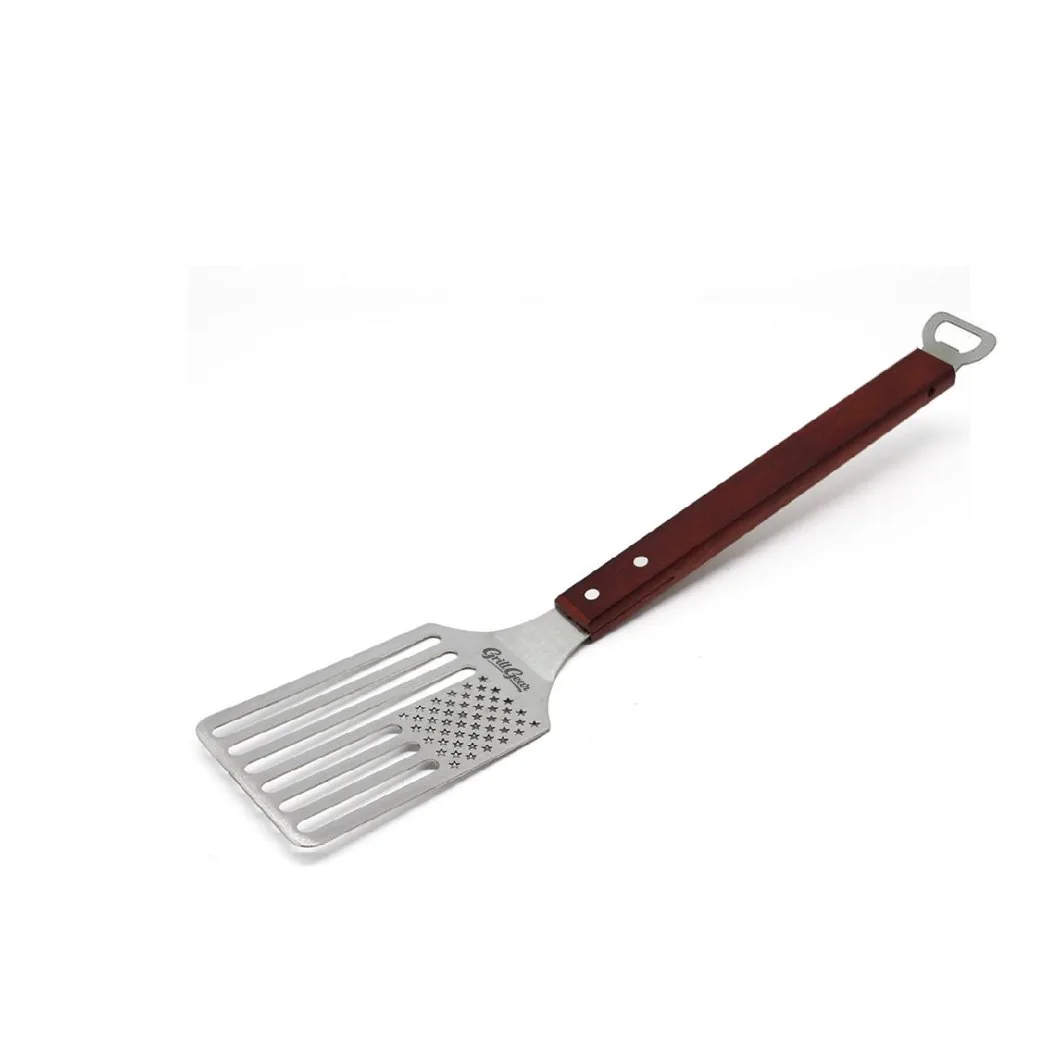Wooden Handle BBQ Spatula Metal Grill Turner Flipper product image 3