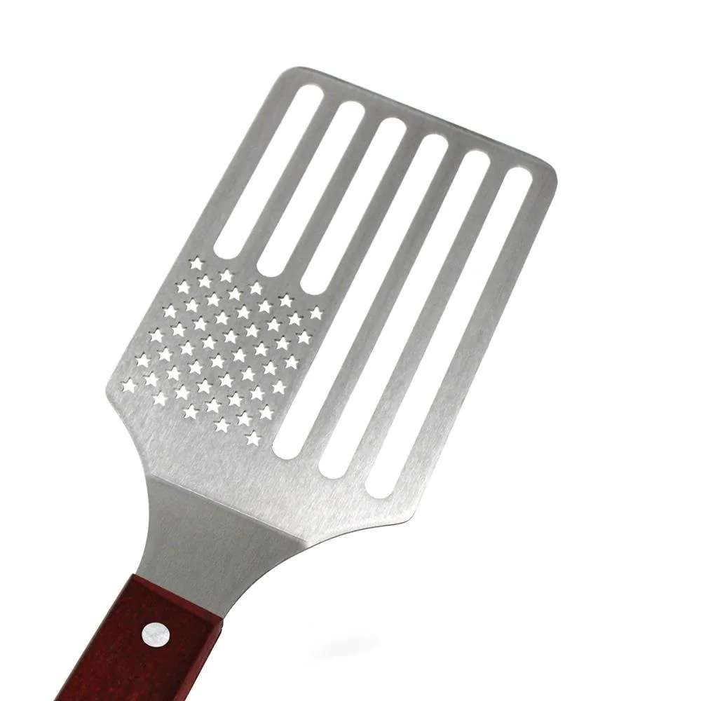 Wooden Handle BBQ Spatula Metal Grill Turner Flipper product image 5